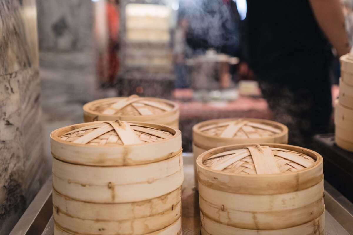 Wooden containers for hot dumplings