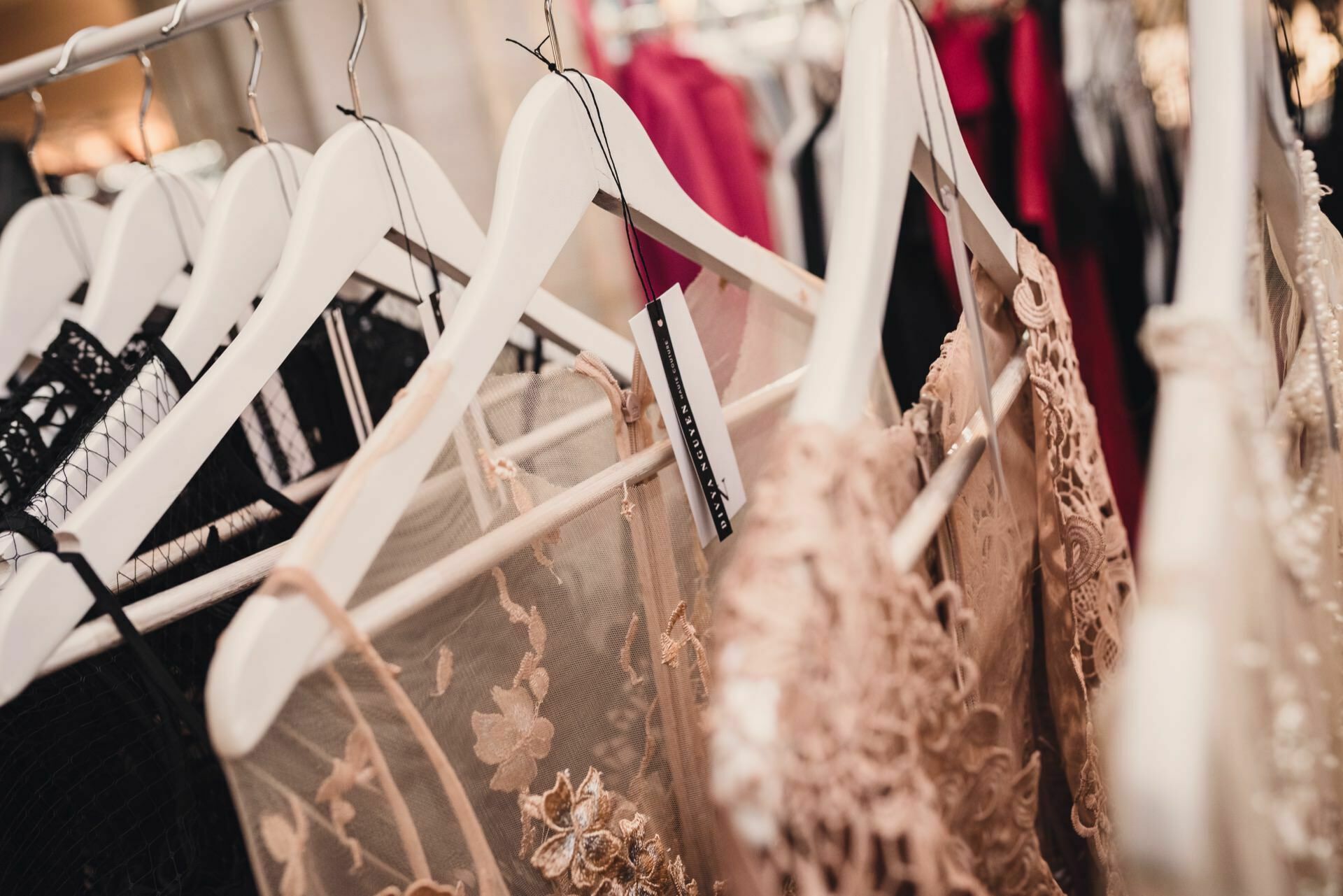 Dresses on white hangers