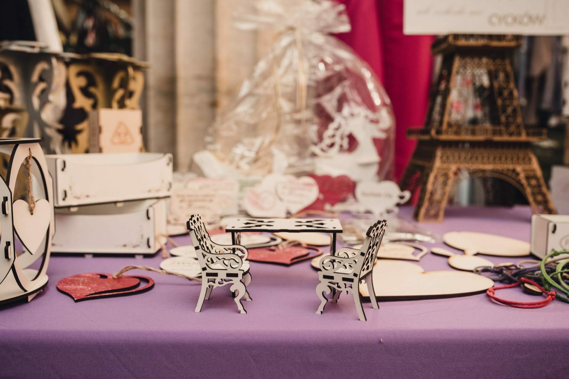 Wooden table model with chairs