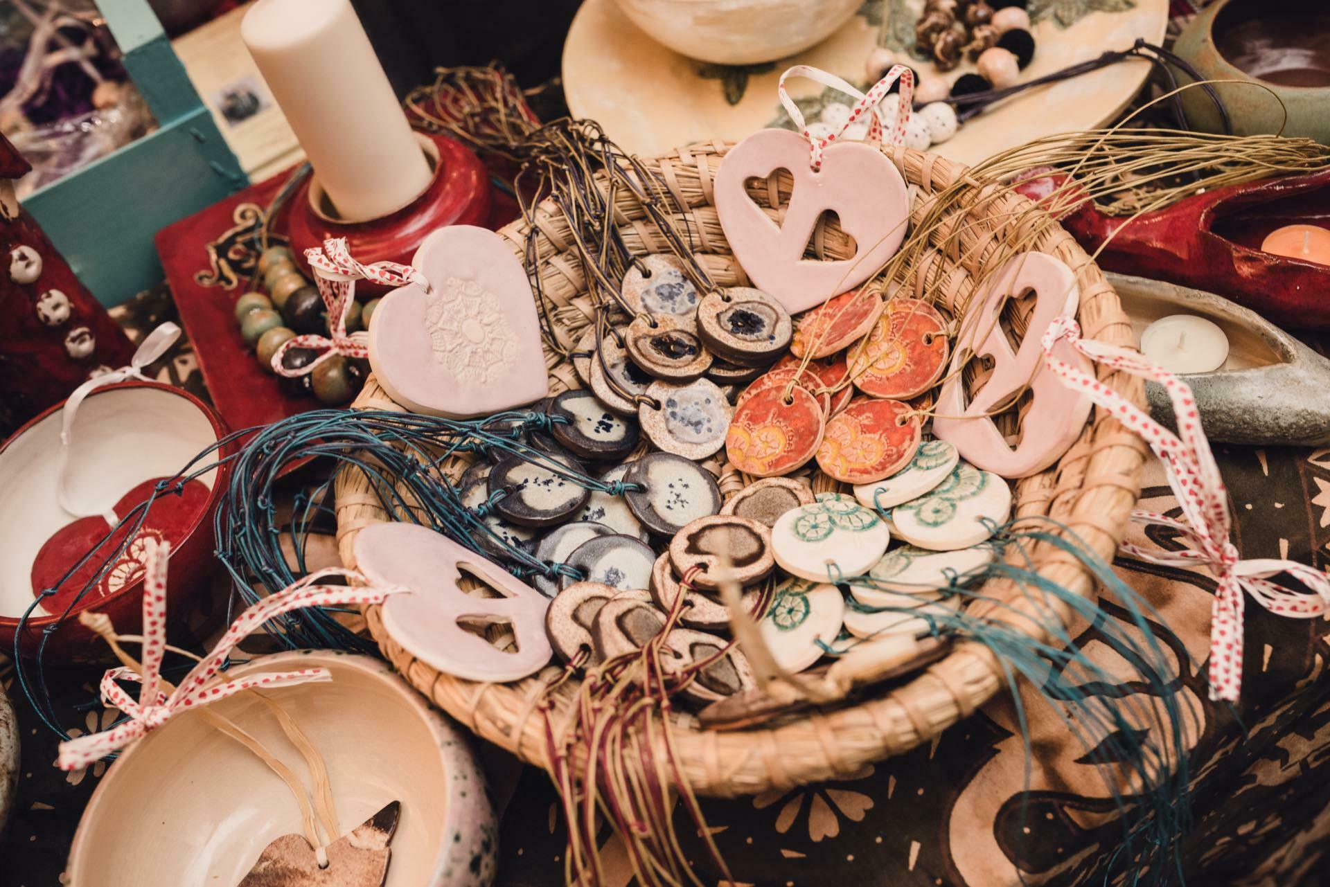 Amulets in a wicker bowl