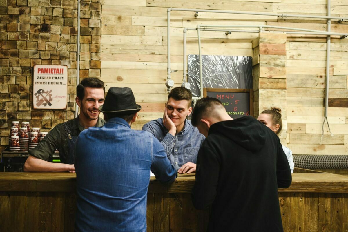 Conversations at the wooden counter