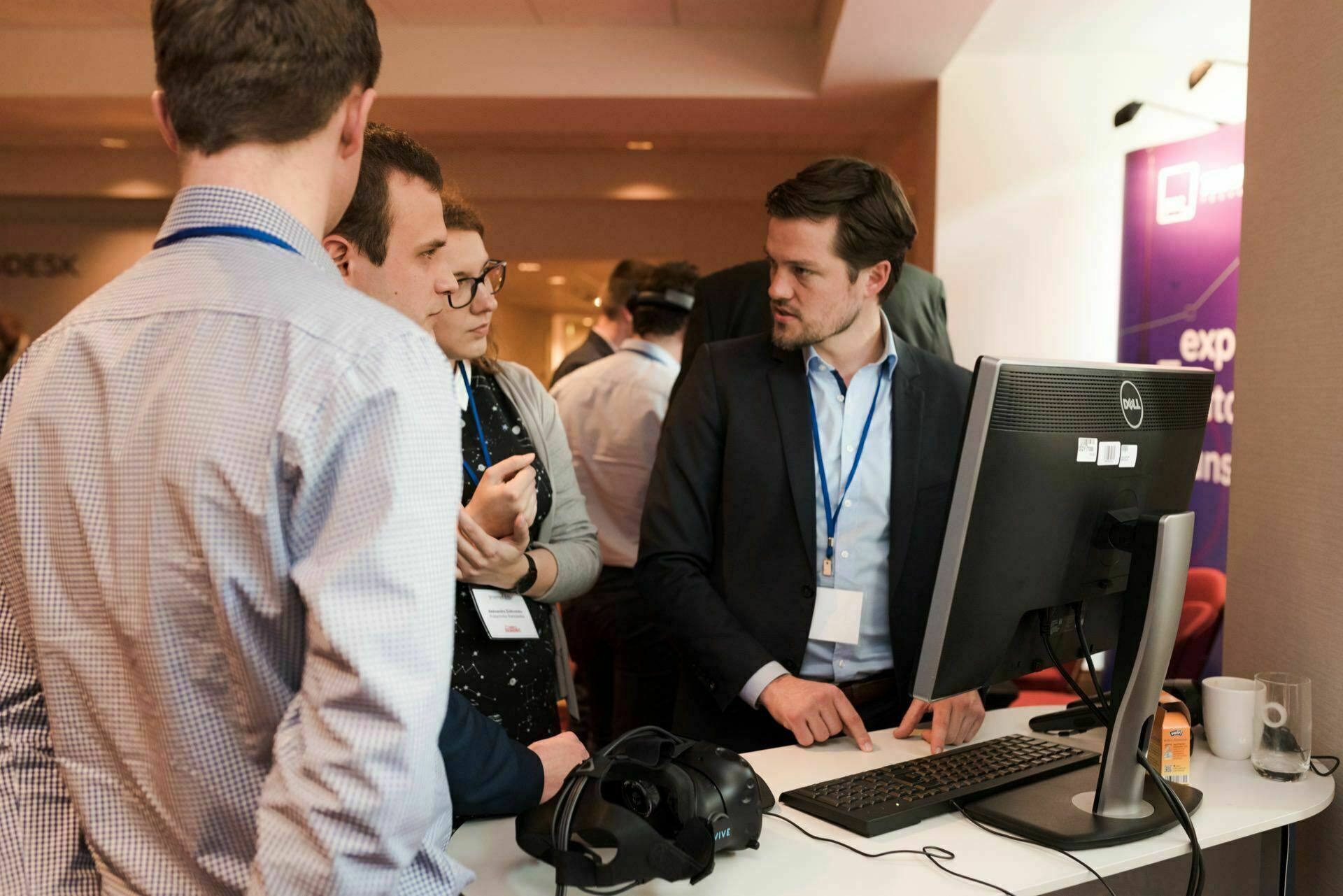 Booth at trade show with VR glasses