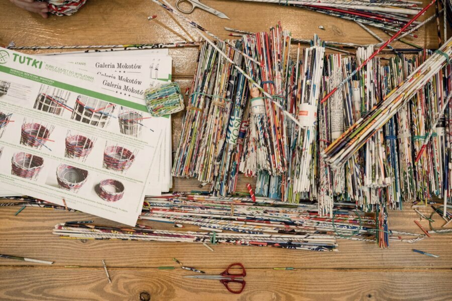 Braiding baskets from recycled materials