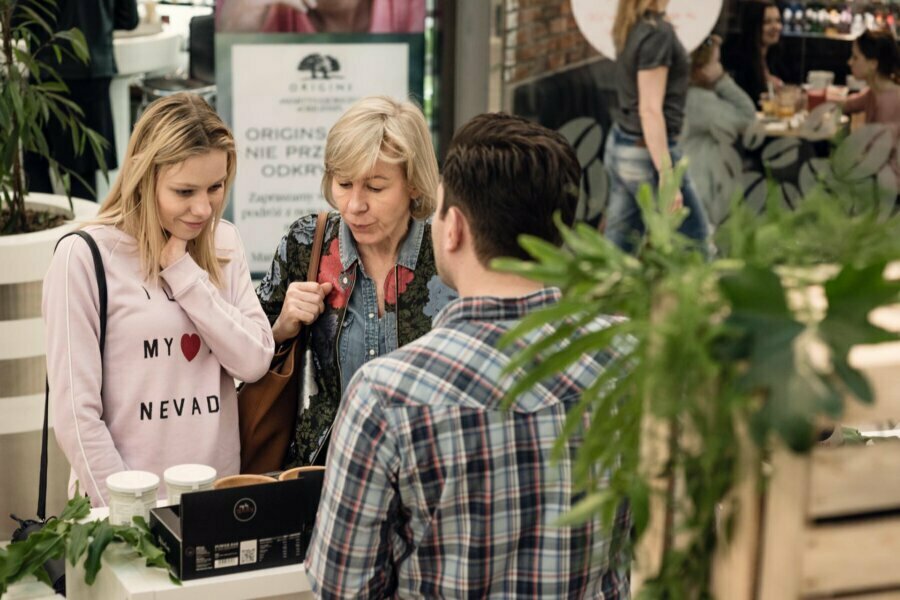 Women at the cosmetics stand