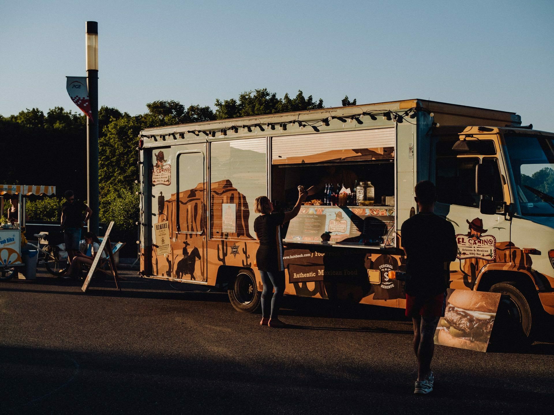 Food truck in the sunset