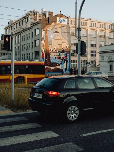 Mural on Wedel building in Warsaw on Grochowska Street