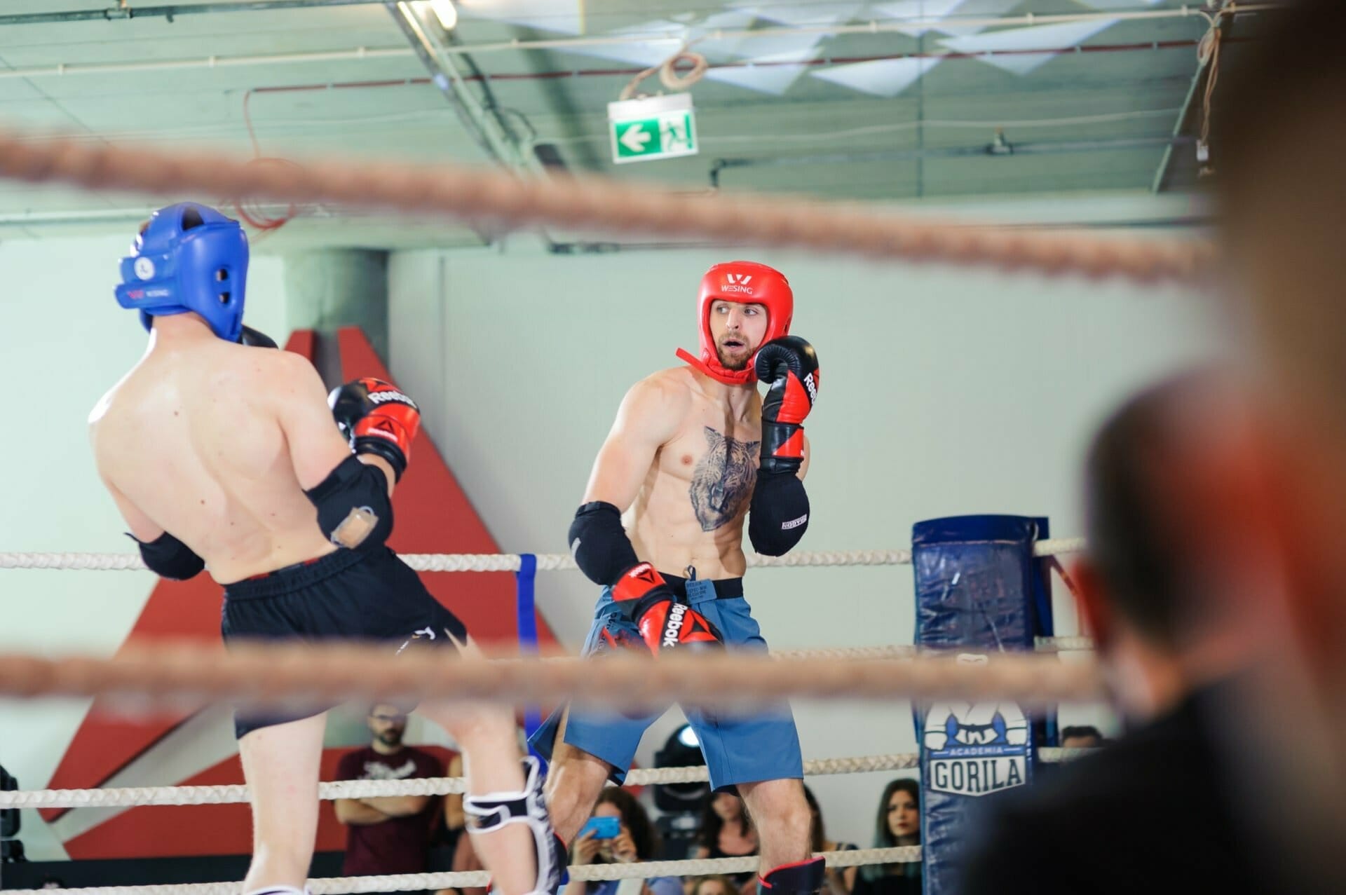 Fighting in pads in the Gorila ring at Reebok Fit Shop