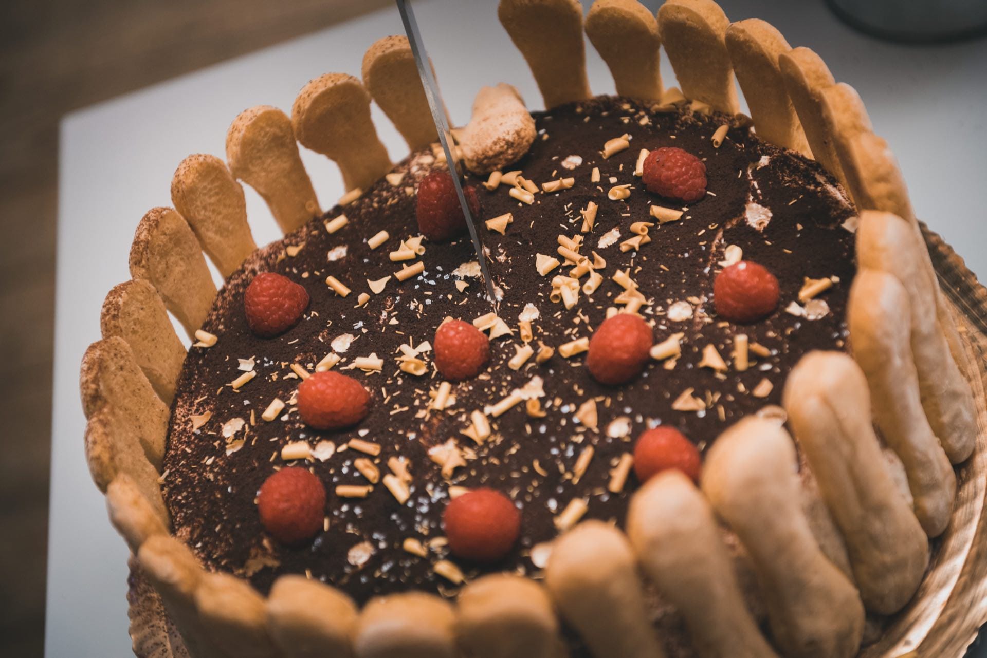 Birthday cake with sponge cakes and chocolate