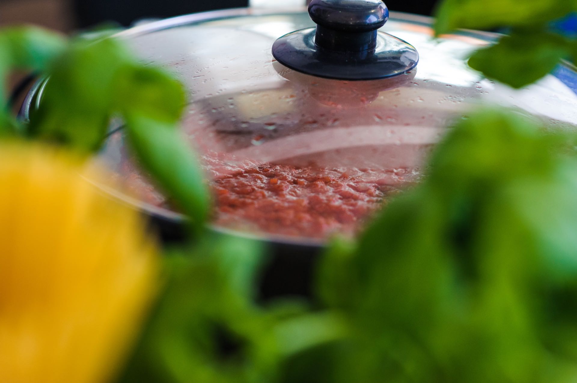 A pot full of tomato sauce