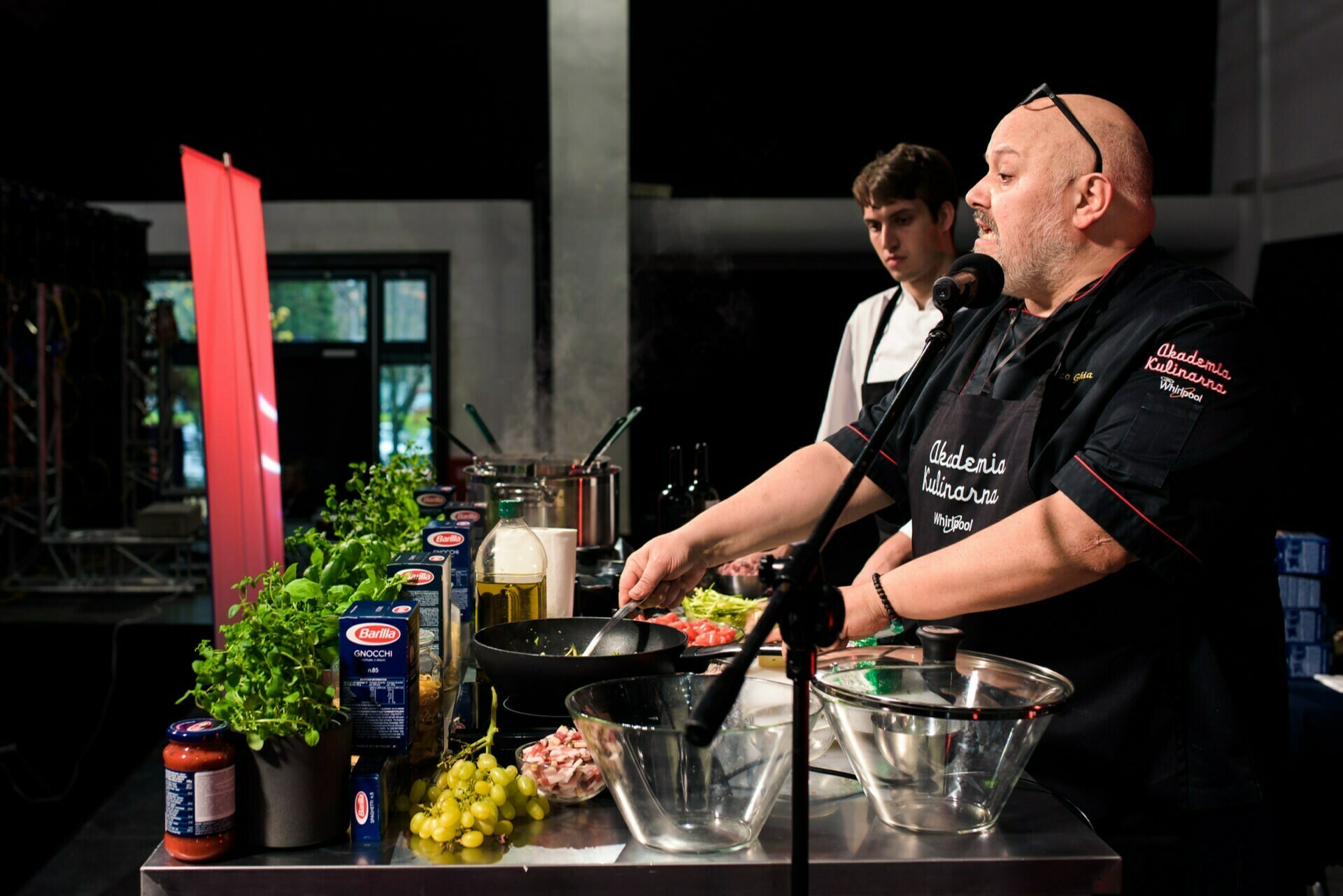 Cooking on stage during the event