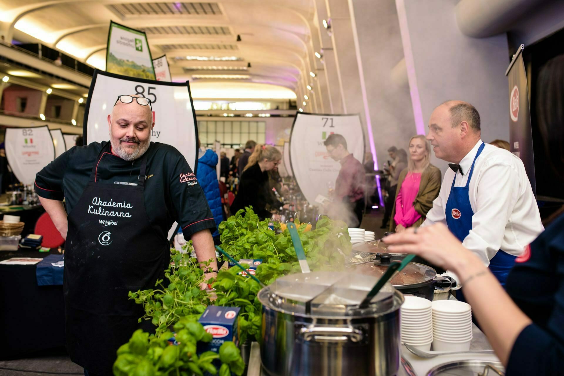 Chef oversees live cooking area