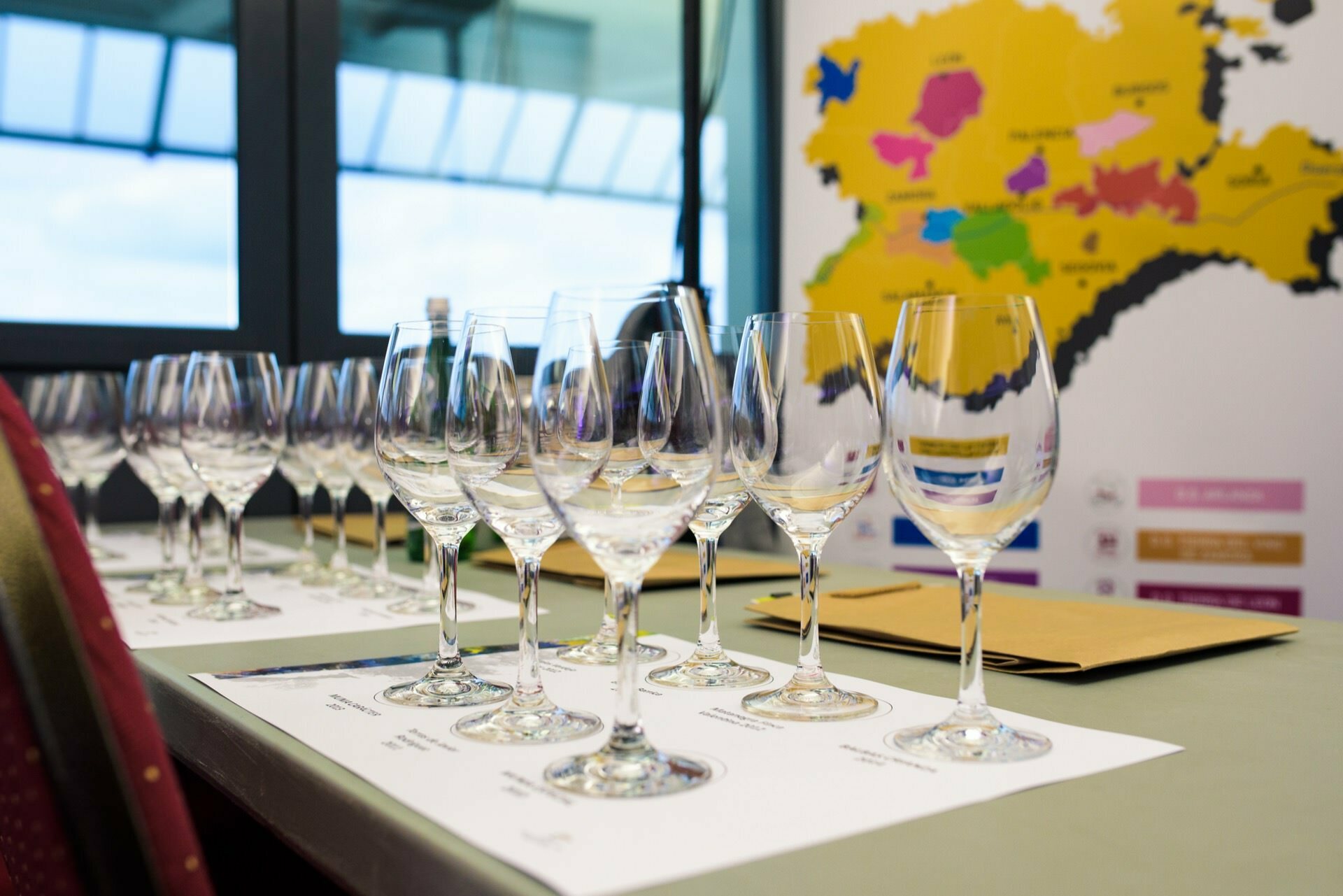 Wine glasses standing on the table