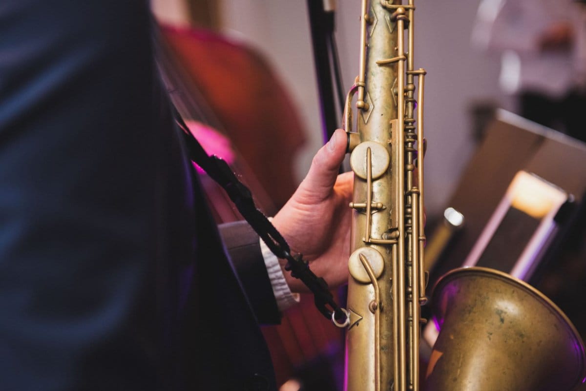 A close-up of the saxophone