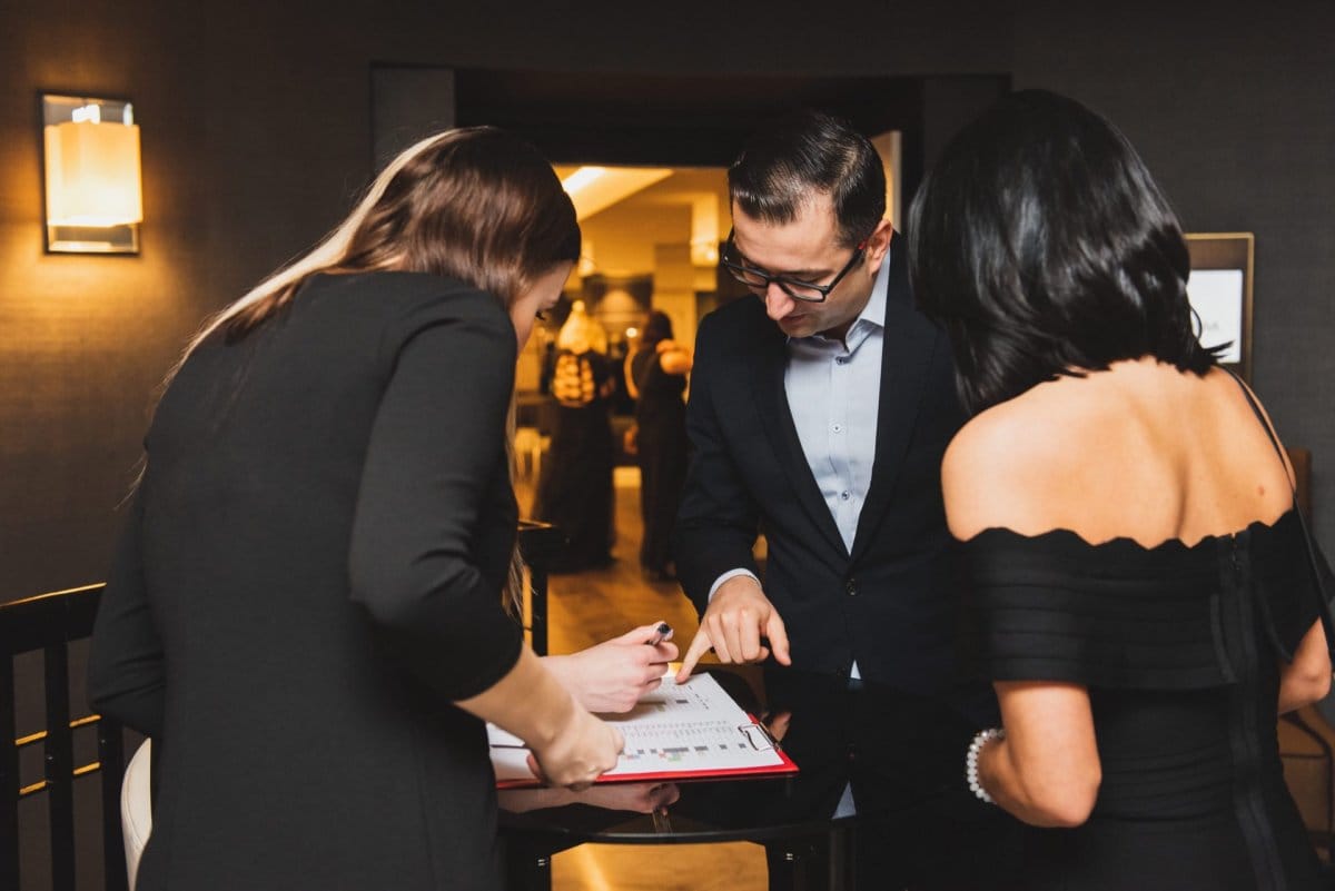 Registration of guests at a corporate event