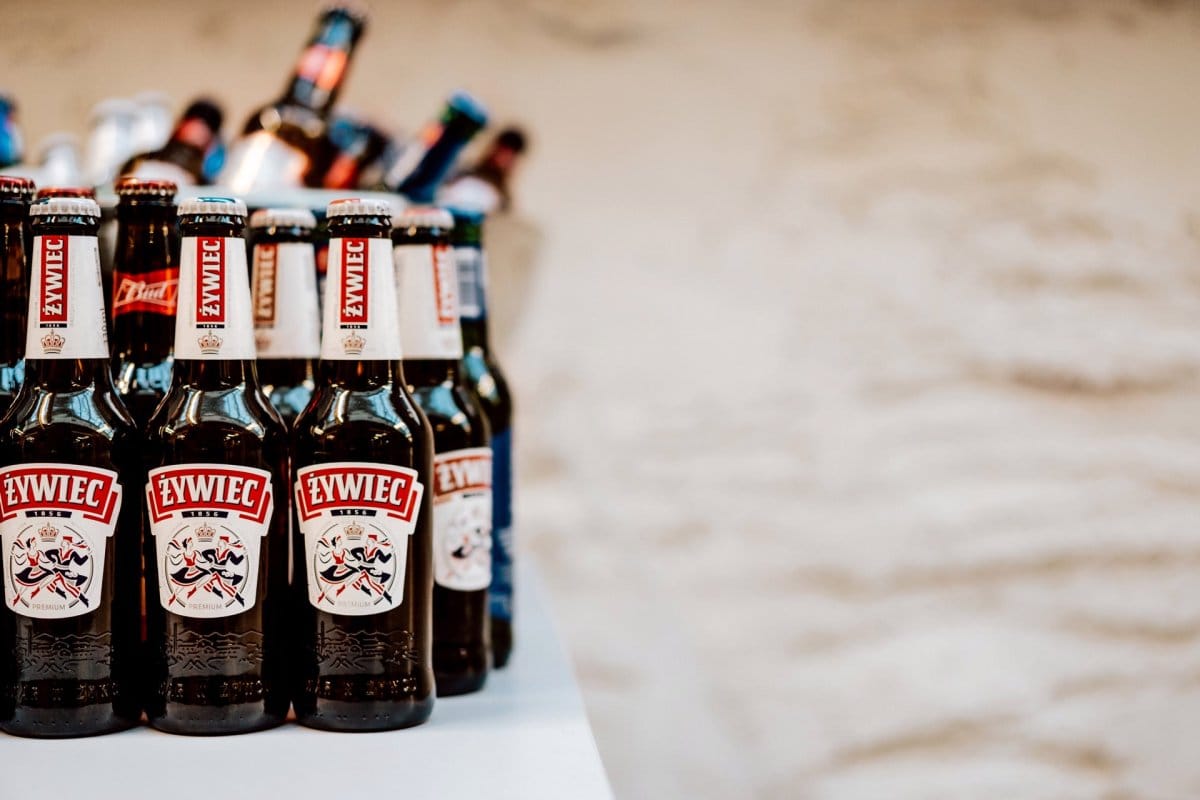 Zywiec beer on the table