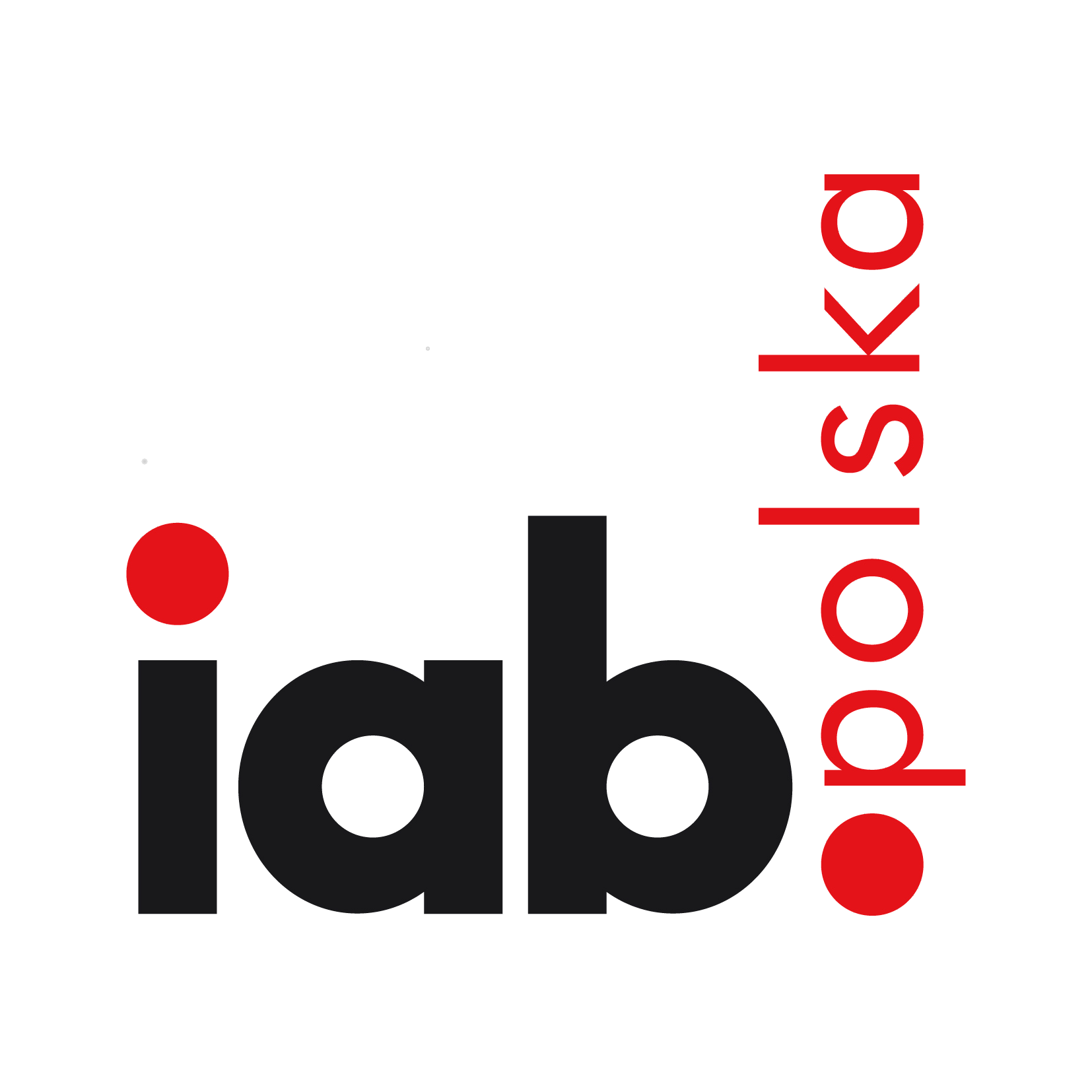 IAB Polska Logo with bold black lowercase "iab" and a red dot over the "i". The word "polish" is written vertically in red with a red dot at the bottom - a professional look perfect for event photography or any event photography branding.