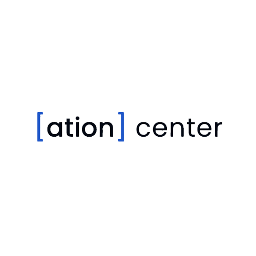 Das Bild zeigt die Worte '[ation] center' auf weißem Hintergrund, mit 'ation' in blauen eckigen Klammern. Dies könnte ein Bereich für Kundenrezensionen sein, der Feedback oder Kundenmeinungen hervorhebt. 