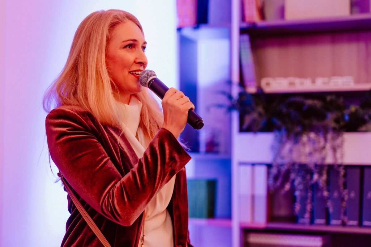 Host of the formal part of the Narbutas showroom opening