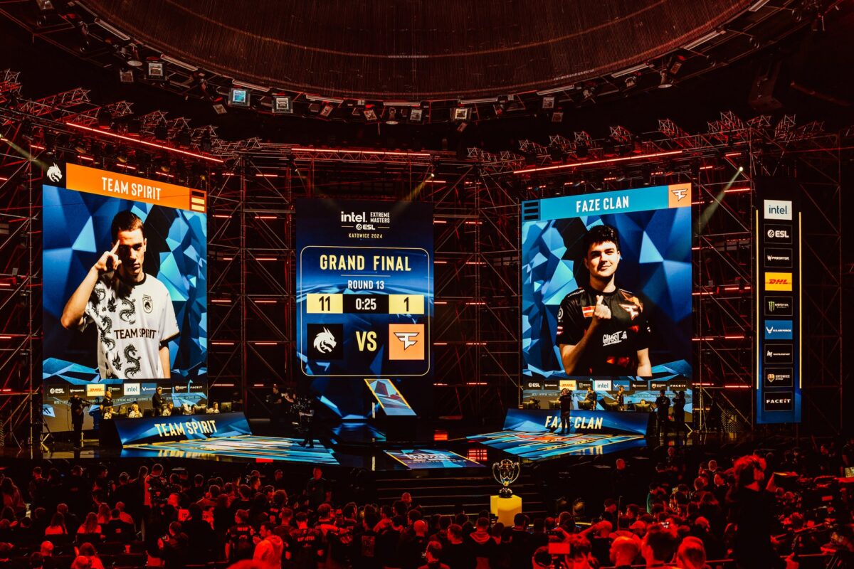 Tablica wyników wielkiego finału Team Spirit kontra FaZe Clan, IEM Katowice 2024